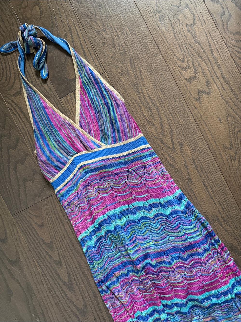 Vintage Guess Vibrant Multicolor Halter Knit Dress - Picture 3 of 4
